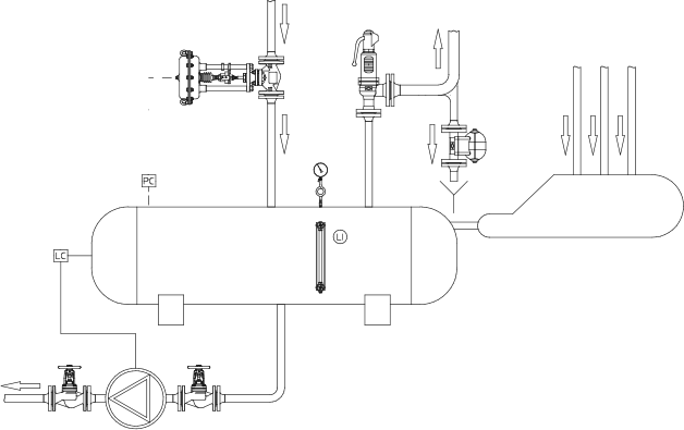 Fig. 6-10: Flash vessel with steam cushion